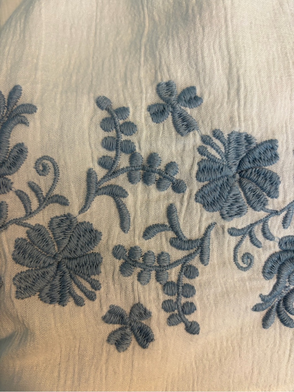 J. Jill White Embroidered Tunic Dress Blue Floral Boho Cover Up Cotten Blend - Picture 8 of 9